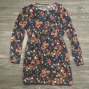 Purple Patterned Long Sleeve Dress